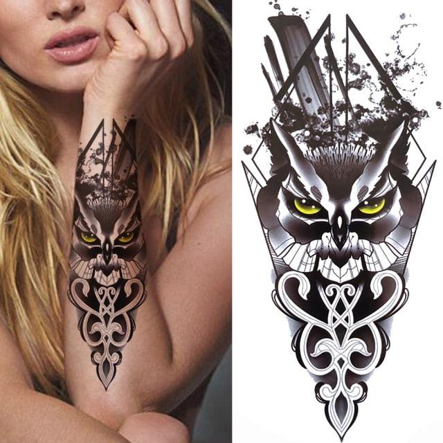 Large Wolf Tiger Black Tattoo Sticker Evil Death Temporary Tattoo Waterproof Big Tattoo Stickers For Mens Womens Stevvex