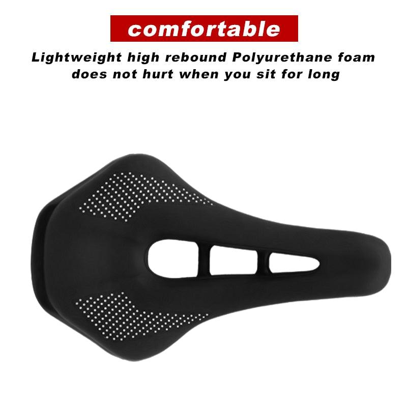 Bicycle Saddle Seat Road Steel Rails Mountain Bike Cushion Skid-Proof Soft PU Leather Road Mountain Bike Seat Bicycle Saddle Comfortable Memory Foam Cushion For Road Riding Stevvex