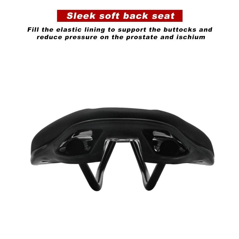 Bicycle Saddle Seat Road Steel Rails Mountain Bike Cushion Skid-Proof Soft PU Leather Road Mountain Bike Seat Bicycle Saddle Comfortable Memory Foam Cushion For Road Riding Stevvex