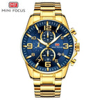 Luxury Gold Mens Watches Elegant Stainsteel Steel Strap Waterproof Sport Analog Quartz Luminous Hands Watch Stevvex