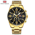Luxury Gold Mens Watches Elegant Stainsteel Steel Strap Waterproof Sport Analog Quartz Luminous Hands Watch Stevvex