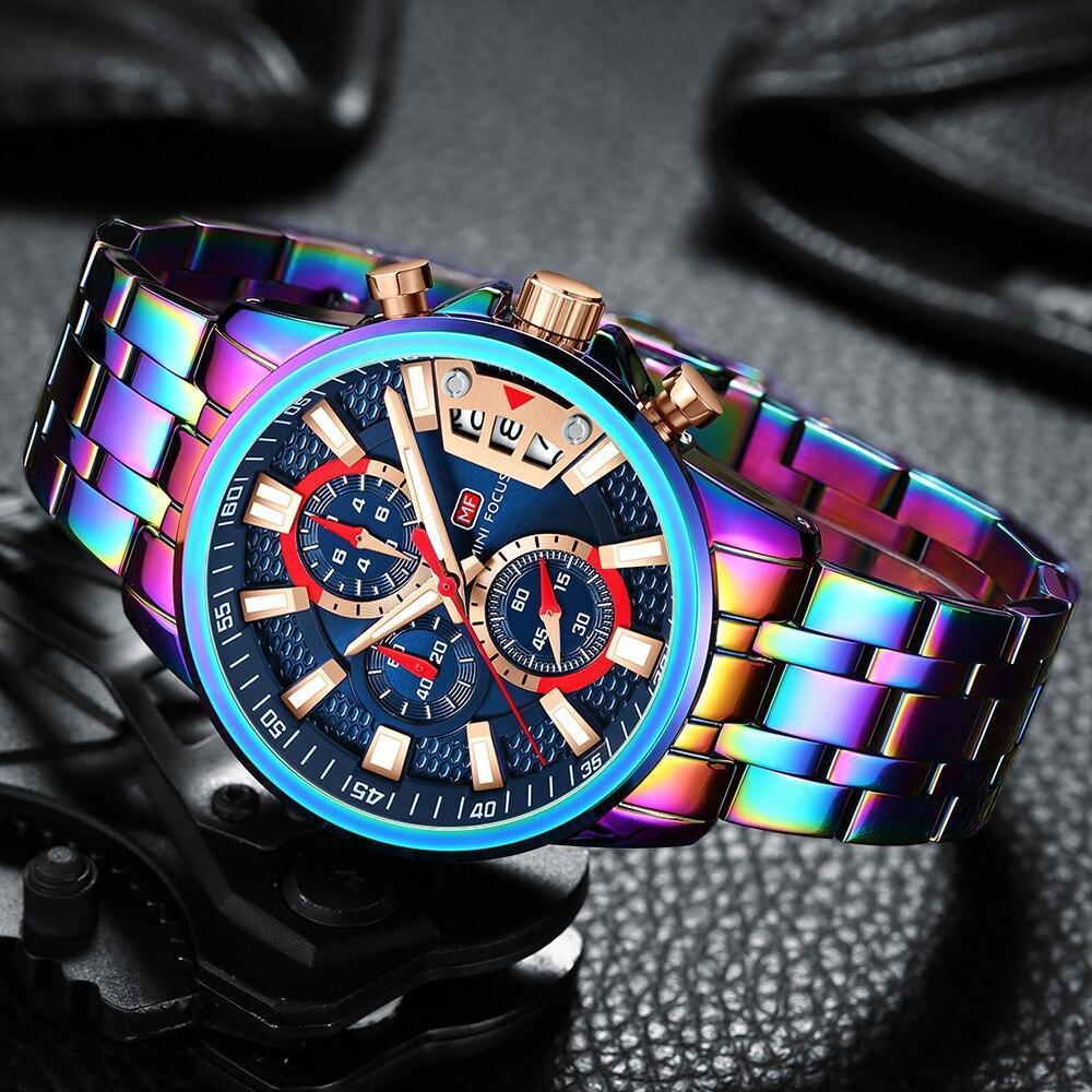 Sport Multifunctional Luxury Mens Watch Quartz Waterproof Colorful Analog Wristwatch Elegant Stainless Steel Design Stevvex