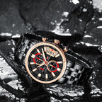 Sport Multifunctional Luxury Mens Watch Quartz Waterproof Colorful Analog Wristwatch Elegant Stainless Steel Design Stevvex