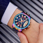 Sport Multifunctional Luxury Mens Watch Quartz Waterproof Colorful Analog Wristwatch Elegant Stainless Steel Design Stevvex