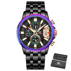 Sport Multifunctional Luxury Mens Watch Quartz Waterproof Colorful Analog Wristwatch Elegant Stainless Steel Design Stevvex