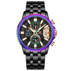 Sport Multifunctional Luxury Mens Watch Quartz Waterproof Colorful Analog Wristwatch Elegant Stainless Steel Design Stevvex
