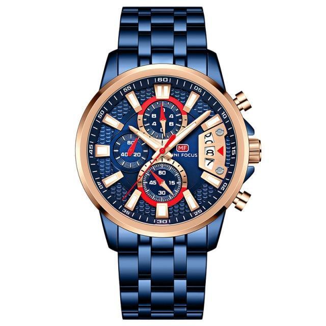 Sport Multifunctional Luxury Mens Watch Quartz Waterproof Colorful Analog Wristwatch Elegant Stainless Steel Design Stevvex