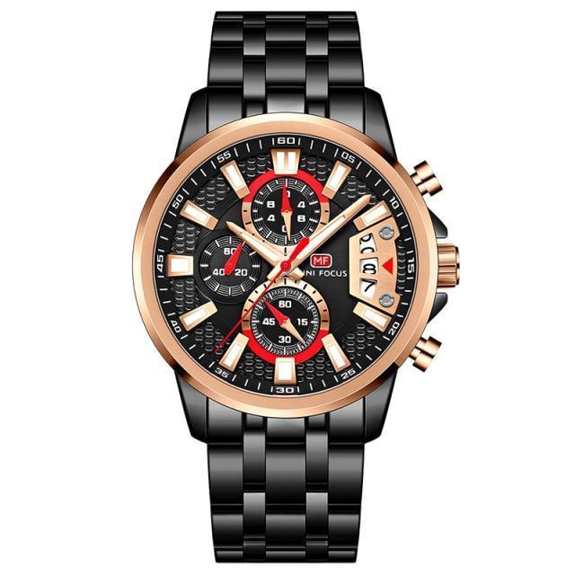 Sport Multifunctional Luxury Mens Watch Quartz Waterproof Colorful Analog Wristwatch Elegant Stainless Steel Design Stevvex