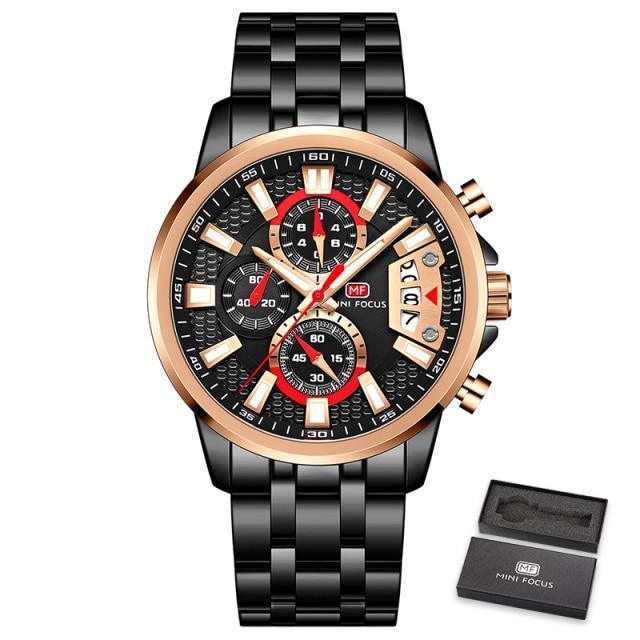 Sport Multifunctional Luxury Mens Watch Quartz Waterproof Colorful Analog Wristwatch Elegant Stainless Steel Design Stevvex