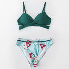 Push Up Floral Bikini Sets Women Two Pieces Swimsuits Women's Bathing Suits Push Up Halter Bandage Bikini Floral Printing Swim Bottoms Two Piece Swimsuits New Girl Beach Bathing Suits Swimwear Stevvex