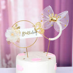 1Pcs Metal Happy Birthday Cake Topper Artificial flowers Cake Toppers Happy Birthday Cake Topper Metal And Acrylic Cake Decoration With Pink Artificial Flower Cluster For DIY Baby Shower Birthday Party Decoration Baking Decor Stevvex
