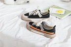 Womens New Spring Fashion Canvas Casual Flats Striped Vulcanize Fashion Style Sneakers Low-Cut Trainers Canvas Flat Sneakers Casual Slip On Canvas Comfortable Design Stevvex