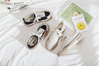 Womens New Spring Fashion Canvas Casual Flats Striped Vulcanize Fashion Style Sneakers Low-Cut Trainers Canvas Flat Sneakers Casual Slip On Canvas Comfortable Design Stevvex