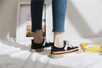 Womens New Spring Fashion Canvas Casual Flats Striped Vulcanize Fashion Style Sneakers Low-Cut Trainers Canvas Flat Sneakers Casual Slip On Canvas Comfortable Design Stevvex