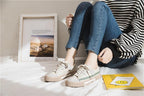 Womens New Spring Fashion Canvas Casual Flats Striped Vulcanize Fashion Style Sneakers Low-Cut Trainers Canvas Flat Sneakers Casual Slip On Canvas Comfortable Design Stevvex
