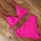 Bikini Swimwear Swimsuit Women Solid Bathing Suit Bikini Set With Pad Female High Waist Beachwear Women Bikini Swimsuits 2 Piece Deep V Neck Swimwear Adjustable Strap Back Bathing Suits Stevvex