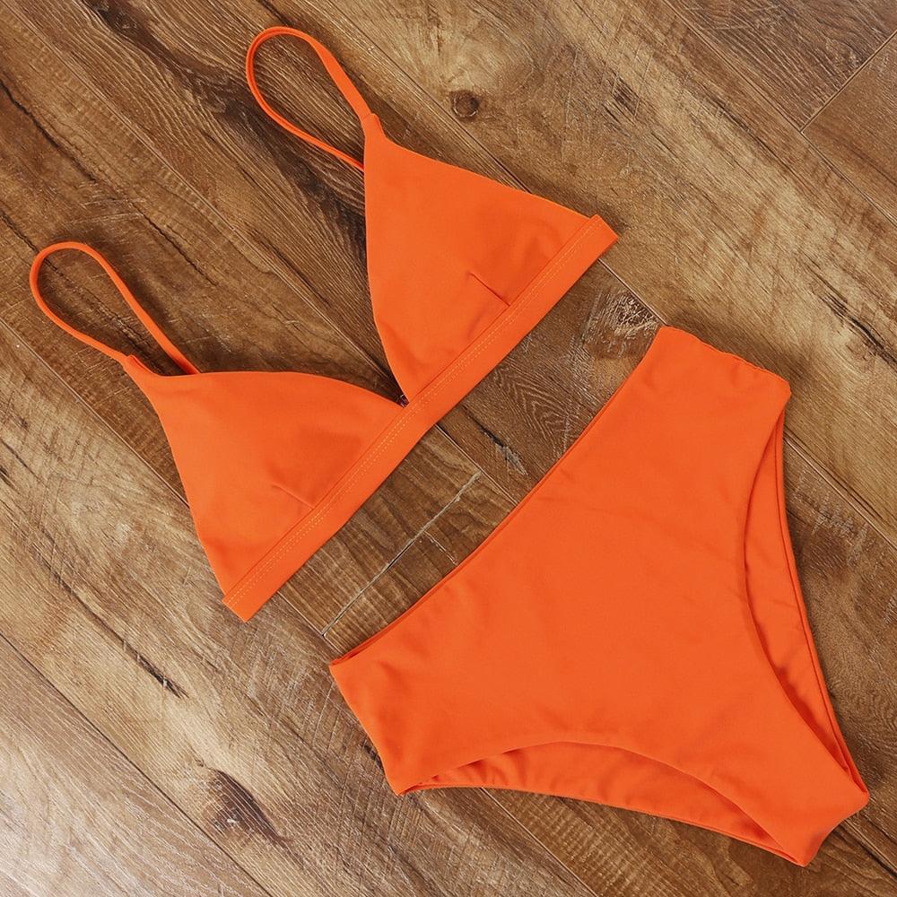 Bikini Swimwear Swimsuit Women Solid Bathing Suit Bikini Set With Pad Female High Waist Beachwear Women Bikini Swimsuits 2 Piece Deep V Neck Swimwear Adjustable Strap Back Bathing Suits Stevvex