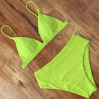 Bikini Swimwear Swimsuit Women Solid Bathing Suit Bikini Set With Pad Female High Waist Beachwear Women Bikini Swimsuits 2 Piece Deep V Neck Swimwear Adjustable Strap Back Bathing Suits Stevvex