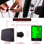 Bicycle Computer Digital Speedometer Backlight Wireless Wired Bike Stopwatch Computer Waterproof Backlight With Digital LCD Display For Outdoor Cycling And Fitness Multi-Function Gifts For Bikers Men Stevvex