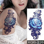 Womens Waterproof Temporary Tattoo Sticker Blue Flower Luxury Big Tatoo For Body Arm