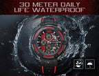 Modern Men's Black Quartz Watches Sports Silicone Strap Luminous Hands Wristwatch Luxury Waterproof Analog Watch Stevvex