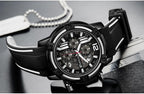 Modern Men's Black Quartz Watches Sports Silicone Strap Luminous Hands Wristwatch Luxury Waterproof Analog Watch Stevvex