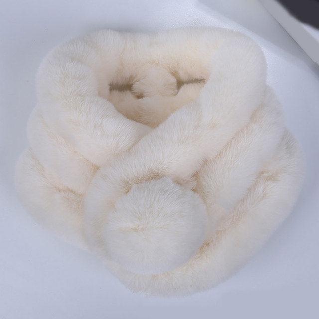 New Winter Solid Color Warm Thicken Soft Collar Scarf Faux Rabbit Fur Neckerchief Plush Warm Hot Scarfs Cross Collar Scarf Shawl Solid With Pearl Elegant For Women Stevvex
