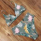 Bikini Swimwear Swimsuit Women Solid Bathing Suit Bikini Set With Pad Female High Waist Beachwear Women Bikini Swimsuits 2 Piece Deep V Neck Swimwear Adjustable Strap Back Bathing Suits Stevvex