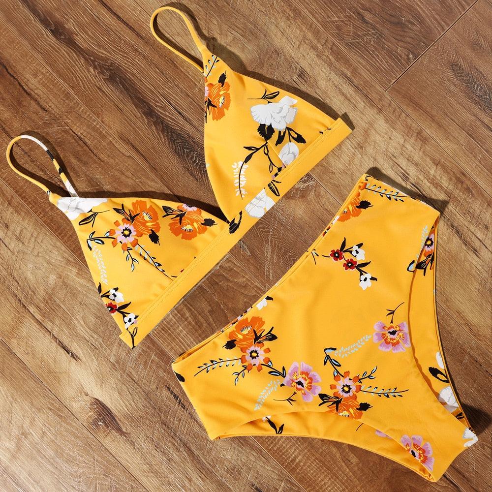Bikini Swimwear Swimsuit Women Solid Bathing Suit Bikini Set With Pad Female High Waist Beachwear Women Bikini Swimsuits 2 Piece Deep V Neck Swimwear Adjustable Strap Back Bathing Suits Stevvex