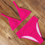 Bikini Swimwear Swimsuit Women Solid Bathing Suit Bikini Set With Pad Female High Waist Beachwear Women Bikini Swimsuits 2 Piece Deep V Neck Swimwear Adjustable Strap Back Bathing Suits Stevvex
