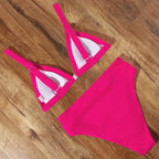 Bikini Swimwear Swimsuit Women Solid Bathing Suit Bikini Set With Pad Female High Waist Beachwear Women Bikini Swimsuits 2 Piece Deep V Neck Swimwear Adjustable Strap Back Bathing Suits Stevvex