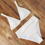 Bikini Swimwear Swimsuit Women Solid Bathing Suit Bikini Set With Pad Female High Waist Beachwear Women Bikini Swimsuits 2 Piece Deep V Neck Swimwear Adjustable Strap Back Bathing Suits Stevvex