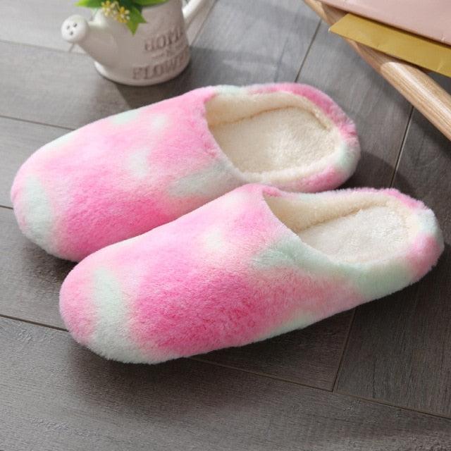Women Indoor Slippers Warm Plush Home Slipper Autumn Winter Woman House Flat Floor Soft Slipper Silent Slides Plush Fleece Insole Fluffy Slippers For Indoor Home Bedroom Stevvex