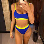 Female High Waist Swimsuit Bikini Sports Swimsuits For Women Two Piece Crop Top Bikini Set High Waist High Cut Bathing Suits Women Swimwear Two-piece Bikini Set Bathing Suit Swimwear Stevvex