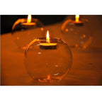 Round Hollow Glass Candle  Tea light Holder Candlestick Home Decorations for Dinner Table Wedding Candle Holder Wedding Candlestick Fine Transparent Crystal Glass Candlestick Dining Home Decor Stevvex