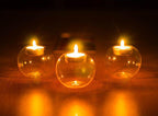 Round Hollow Glass Candle  Tea light Holder Candlestick Home Decorations for Dinner Table Wedding Candle Holder Wedding Candlestick Fine Transparent Crystal Glass Candlestick Dining Home Decor Stevvex