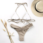 Handwork Bikinis Small Ruffle Swimsuit Vintage Print Swimwear Women Bathing Suit Leopard Patchwork Bikini Set String Stevvex