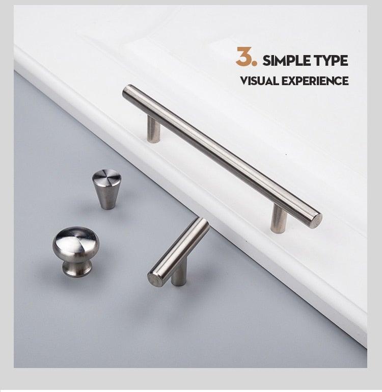 Stainless Steel Cabinet Handles Diameter 10mm Kitchen Door T Bar Straight Handle Pull Knobs Furniture Hardware European Bar Style Cabinet Pull Stevvex