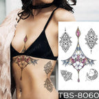 Black Sketchs Flowers Waterproof Temporary Tattoo Sticker Chest Flash Tattoo Wolf Diamond Flower Body Art Arm Fake Tattoo For Womens Men