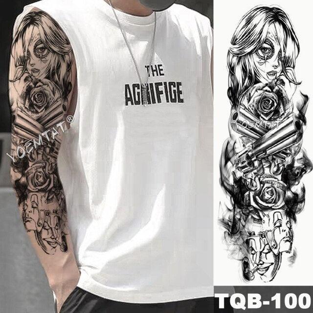 Large Tattoo Sleeve Arm Waterproof Temporary Sticker Tiger Fox For Arm Luxury Colorful Design Stevvex