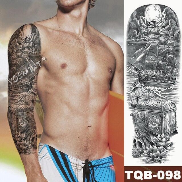 Large Tattoo Sleeve Arm Waterproof Temporary Sticker Tiger Fox For Arm Luxury Colorful Design Stevvex