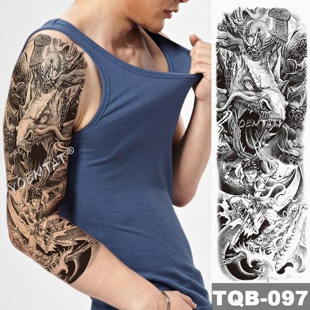 Large Tattoo Sleeve Arm Waterproof Temporary Sticker Tiger Fox For Arm Luxury Colorful Design Stevvex