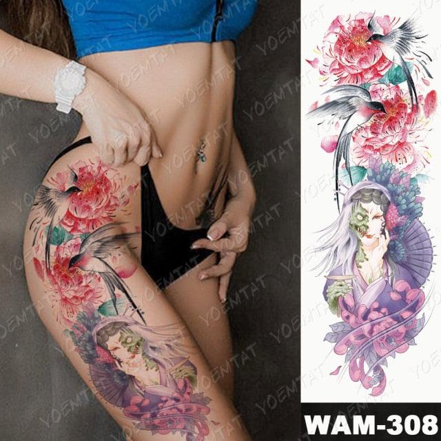 Large Tattoo Sleeve Arm Waterproof Temporary Sticker Tiger Fox For Arm Luxury Colorful Design Stevvex