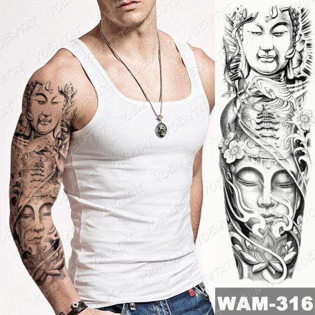 Large Tattoo Sleeve Arm Waterproof Temporary Sticker Tiger Fox For Arm Luxury Colorful Design Stevvex