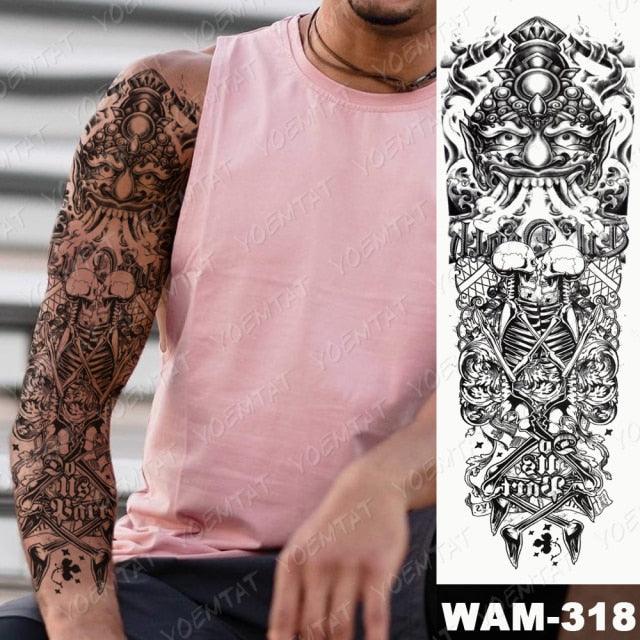 Large Tattoo Sleeve Arm Waterproof Temporary Sticker Tiger Fox For Arm Luxury Colorful Design Stevvex