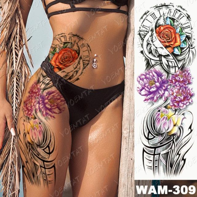 Large Tattoo Sleeve Arm Waterproof Temporary Sticker Tiger Fox For Arm Luxury Colorful Design Stevvex