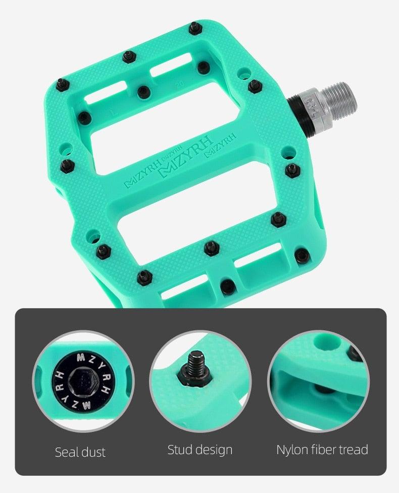 Ultralight Seal Bearings Bicycle Bike Pedals Cycling Nylon Road Pedals Flat Platform Bicycle Parts Accessories Mountain Bike Pedals Ultra Strong Machined Bicycle Flat Alloy Pedals Non-Slip Stevvex