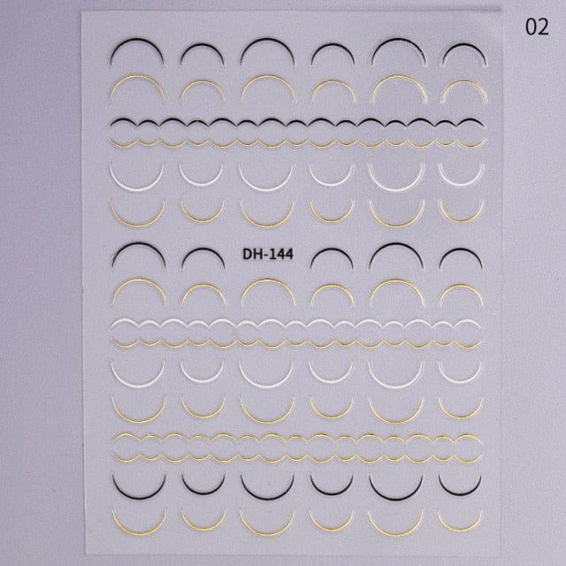 Gold Silver 3D Nail Sticker Curve Stripe Lines Nails Stickers Gradient Adhesive Striping Tape Nail Art Stickers Decal Decoration Metallic Curve Strip Line Nail Decal Self-Adhesive 3D Wave Design Decoration for Women Girls Stevvex