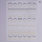 Gold Silver 3D Nail Sticker Curve Stripe Lines Nails Stickers Gradient Adhesive Striping Tape Nail Art Stickers Decal Decoration Metallic Curve Strip Line Nail Decal Self-Adhesive 3D Wave Design Decoration for Women Girls Stevvex