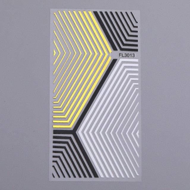 Gold Silver 3D Nail Sticker Curve Stripe Lines Nails Stickers Gradient Adhesive Striping Tape Nail Art Stickers Decal Decoration Metallic Curve Strip Line Nail Decal Self-Adhesive 3D Wave Design Decoration for Women Girls Stevvex